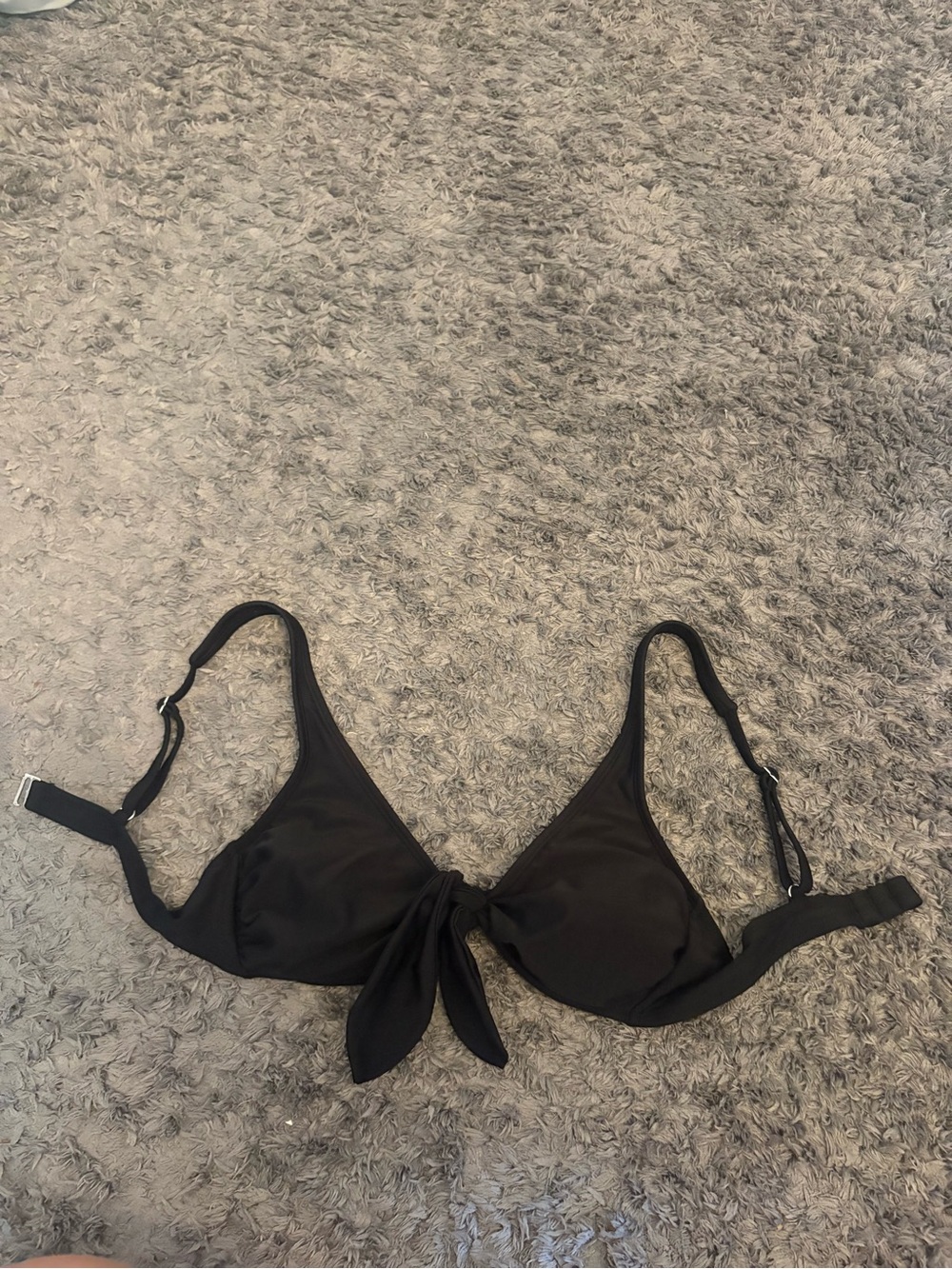 Xhiliration Black Tie-Front Bikini Top